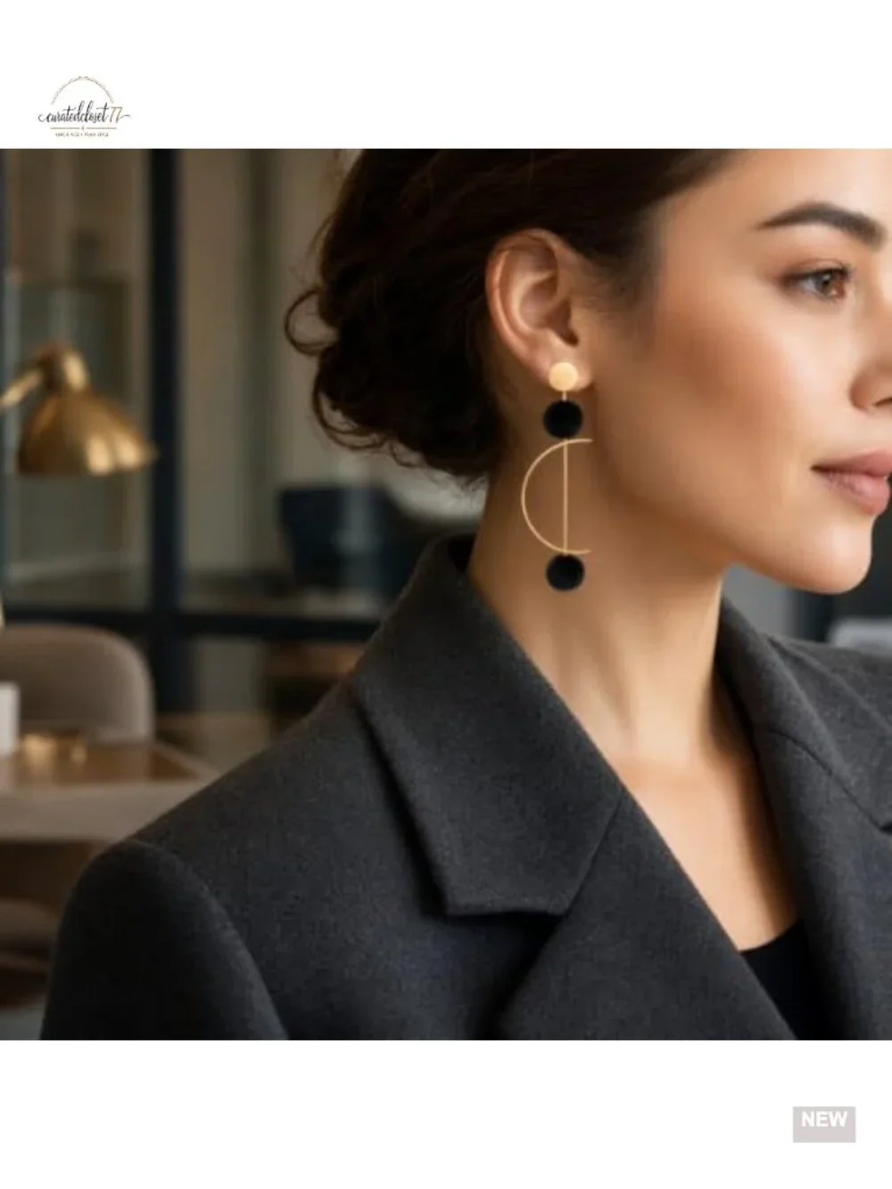 Large Half-Circle Rotatable Dangle Earrings Metal Alloy Drop Earrings Party